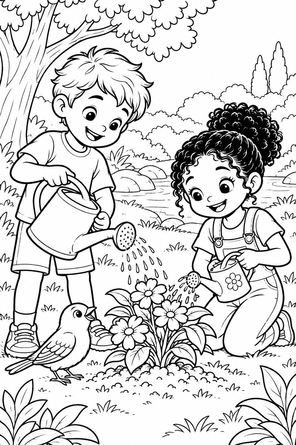 Desenho para colorir: Cuidando da criação
