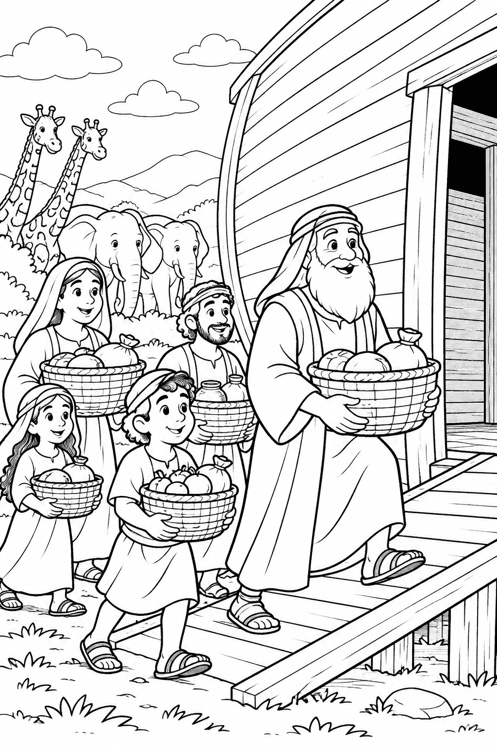 Desenho para colorir: A família de Noé
