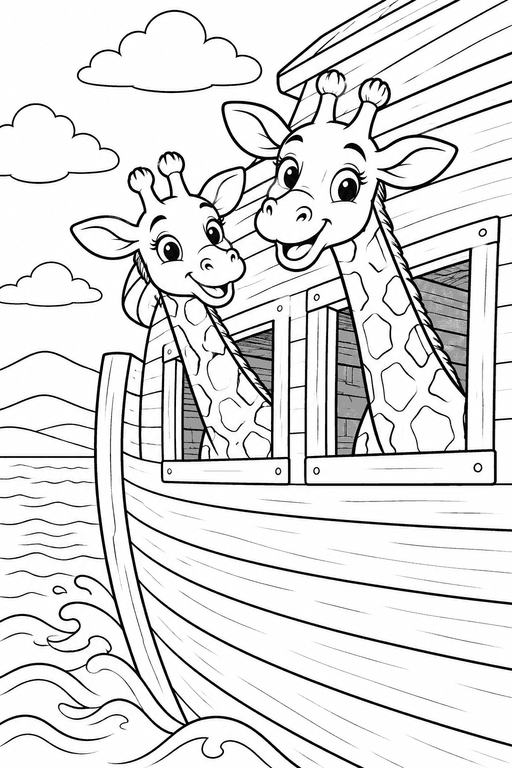 Desenho para colorir: Girafas na arca
