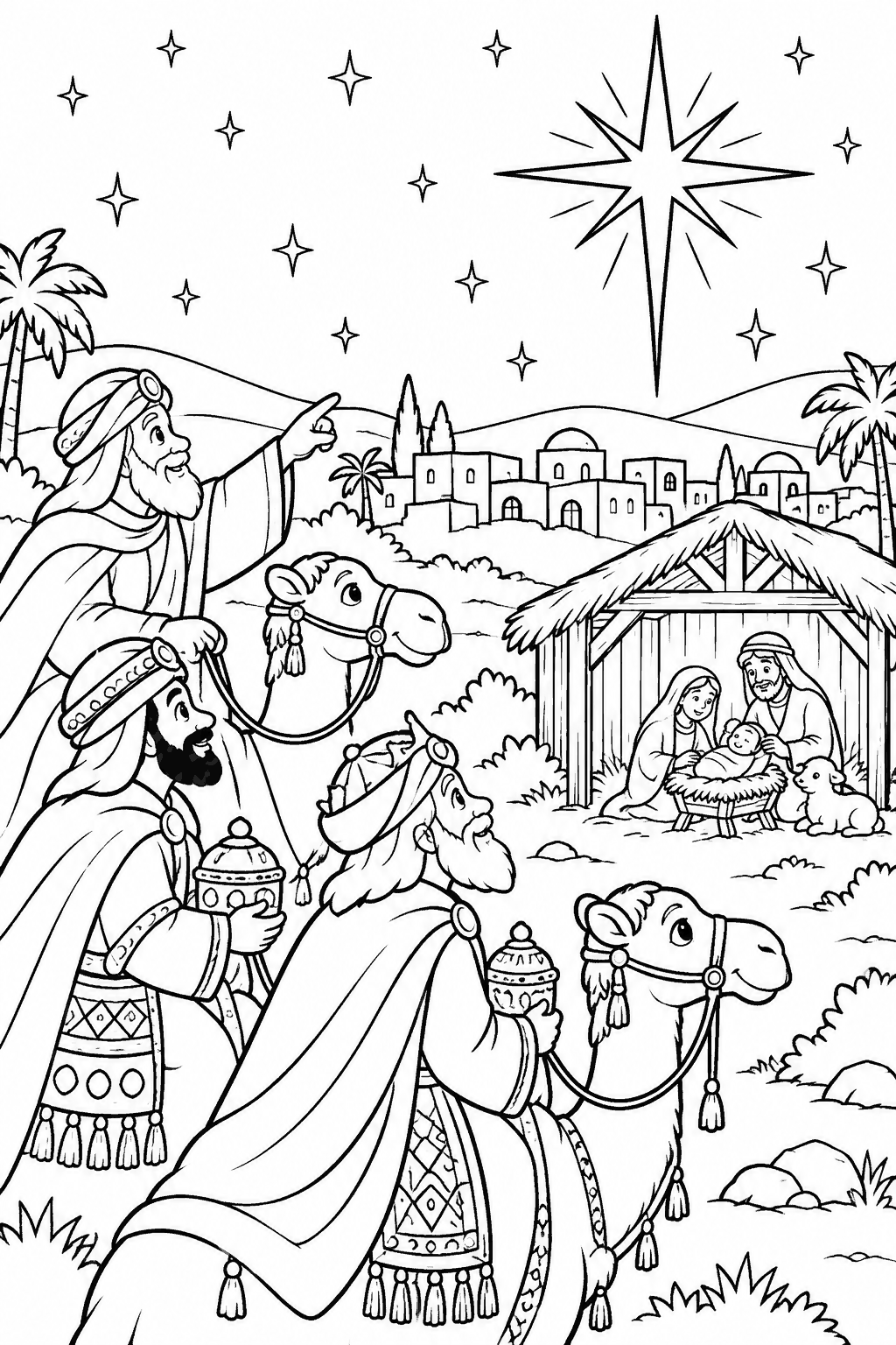 Desenho para colorir: A estrela de Belém