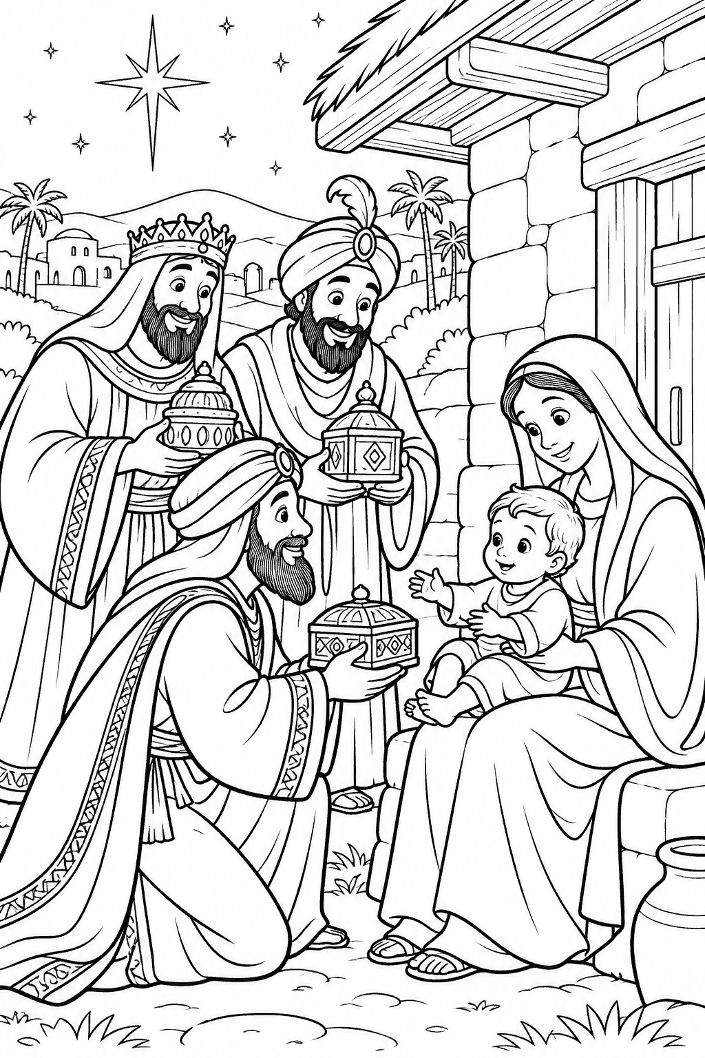 Desenho para colorir: Os presentes dos magos