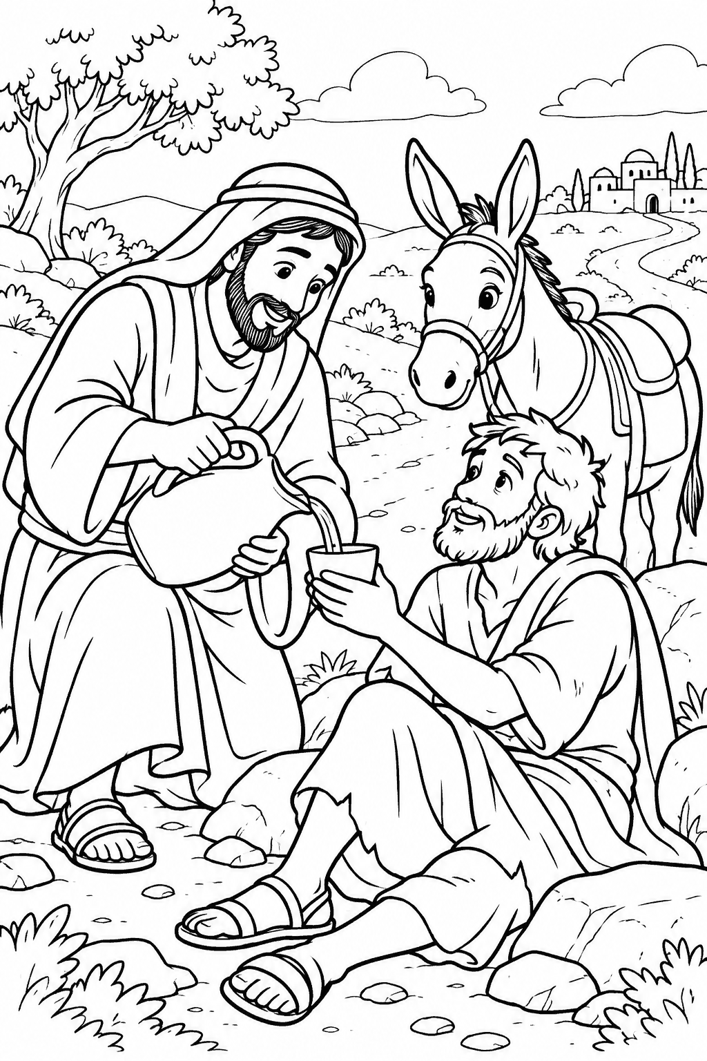 Desenho para colorir: O bom samaritano